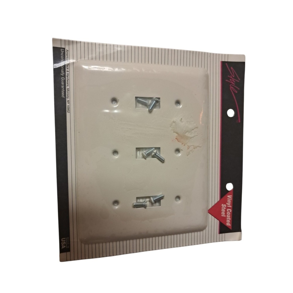 Brand new in package Vinyl Coated Steel 3 Light Switch Cover